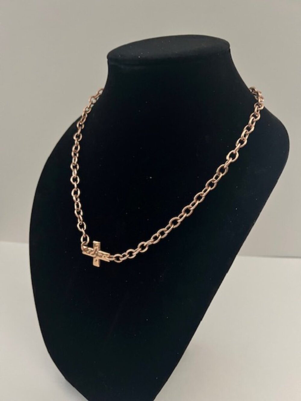 Katia Designs "Have Faith" Cross Gold Chain Choker Necklace (Retired New) - Picture 2 of 4